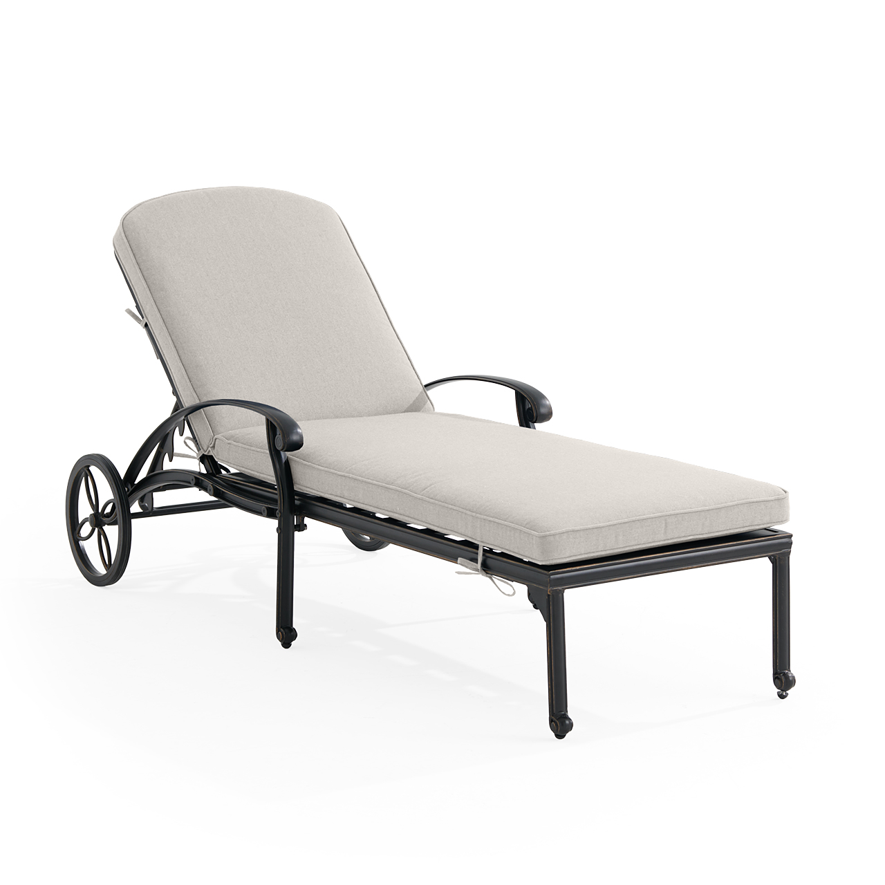Roma Black Gold Cast Aluminum with Cushions Chaise Lounge (Mist)