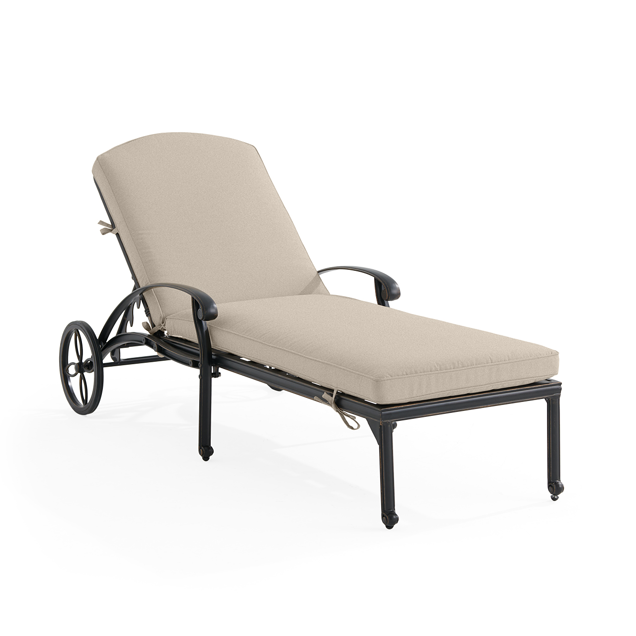 Roma Black Gold Cast Aluminum with Cushions Chaise Lounge (Melange Ash)