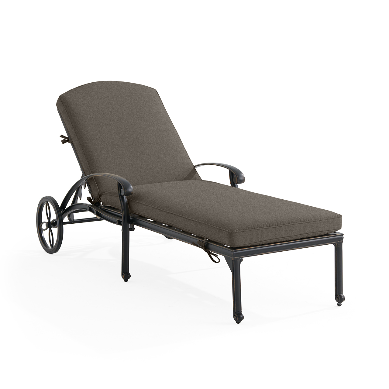Roma Black Gold Cast Aluminum with Cushions Chaise Lounge (Linen Graphite)