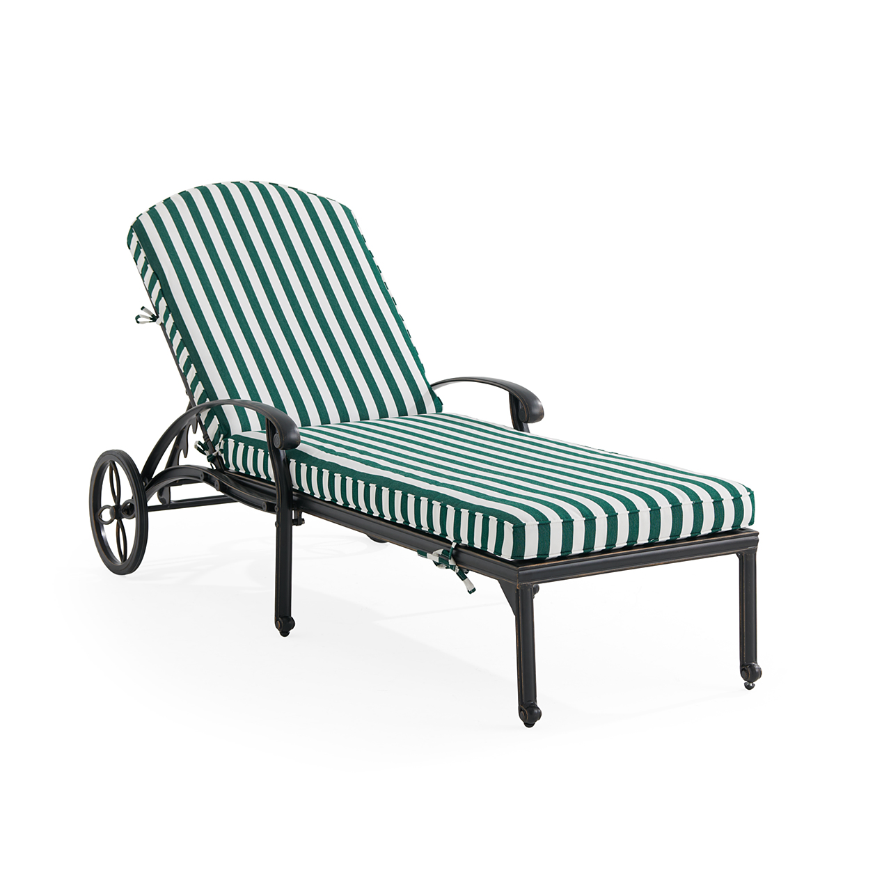 Roma Black Gold Cast Aluminum with Cushions Chaise Lounge (Mason Forest Green)