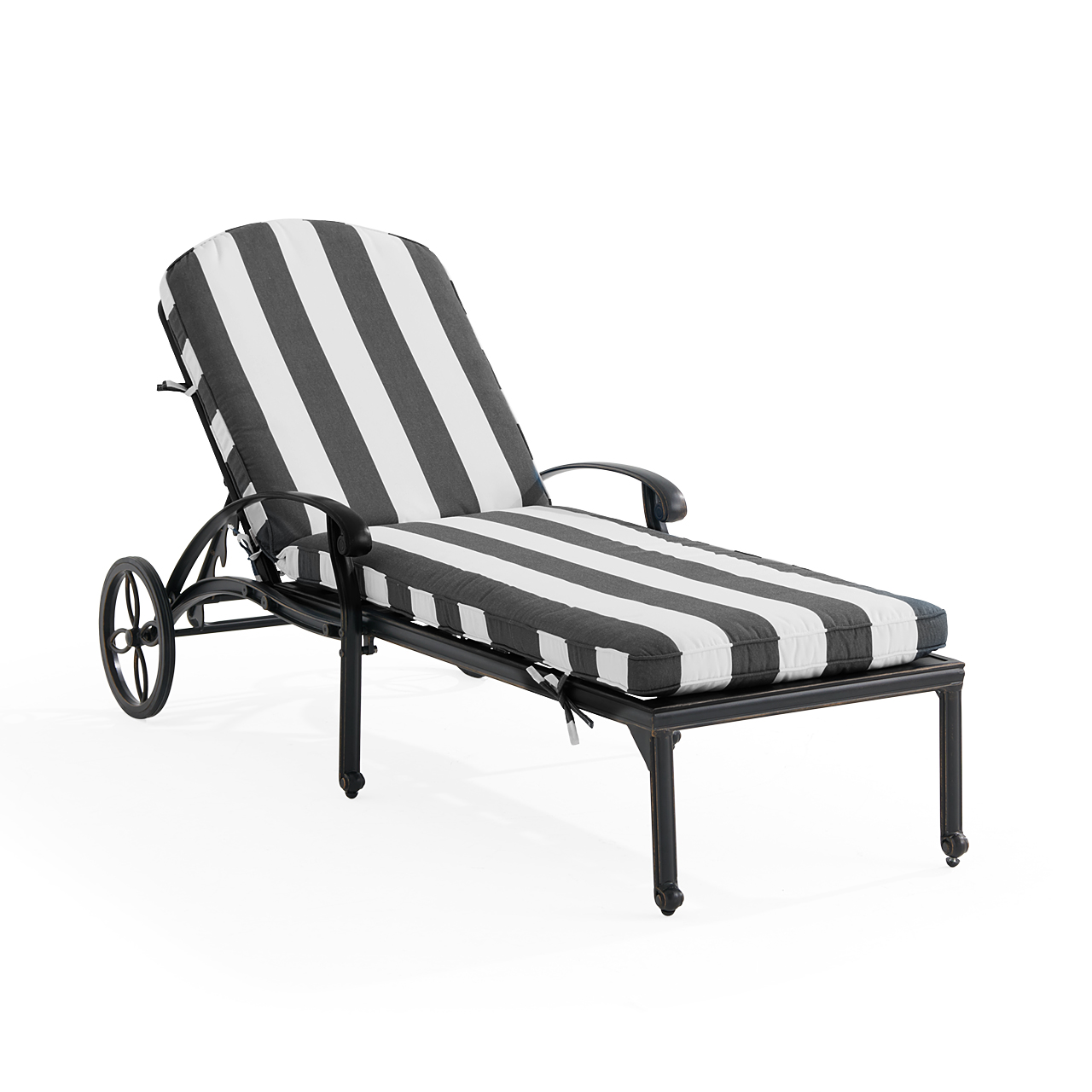Roma Black Gold Cast Aluminum with Cushions Chaise Lounge (Cabana Classic)