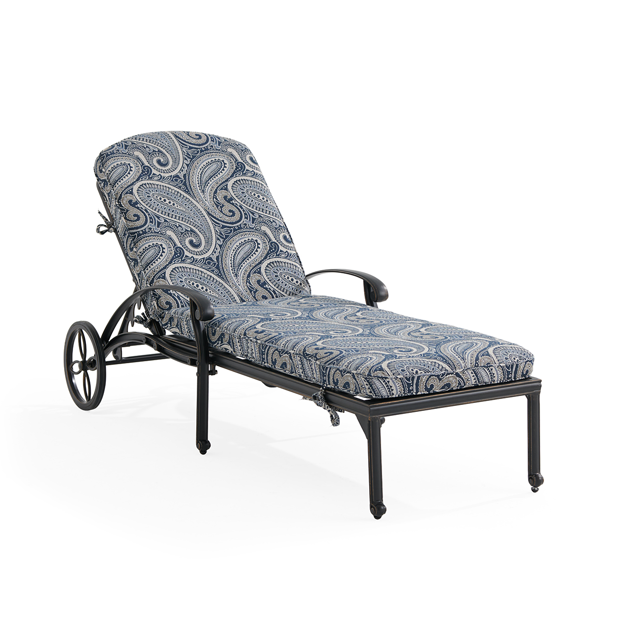 Roma Black Gold Cast Aluminum with Cushions Chaise Lounge (Royce Indigo)