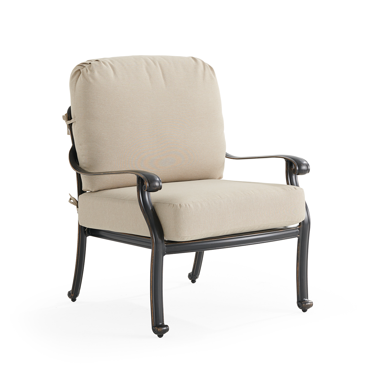 Roma Black Gold Cast Aluminum with Cushions Club Chair (Beige)