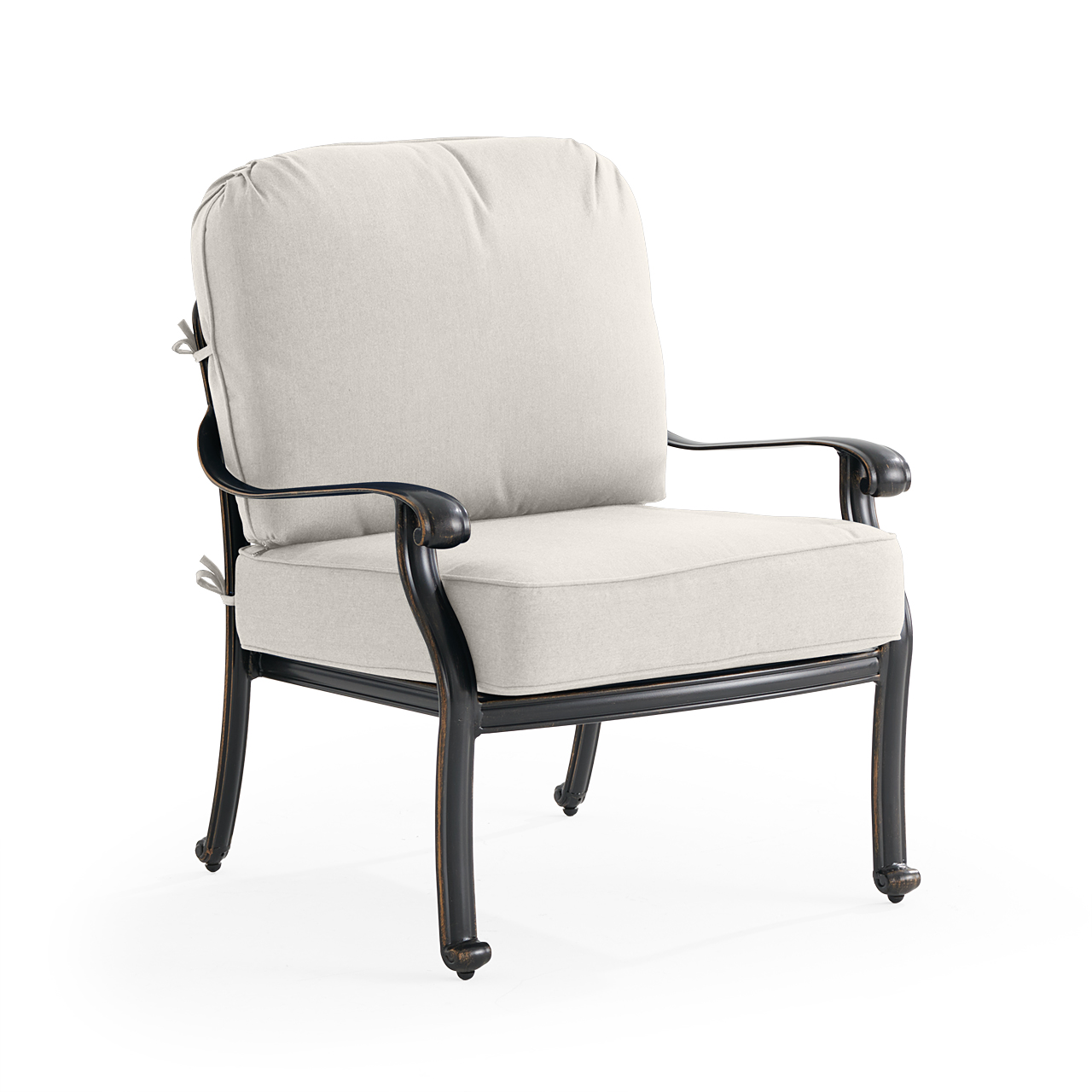 Roma Black Gold Cast Aluminum with Cushions Club Chair (Mist)