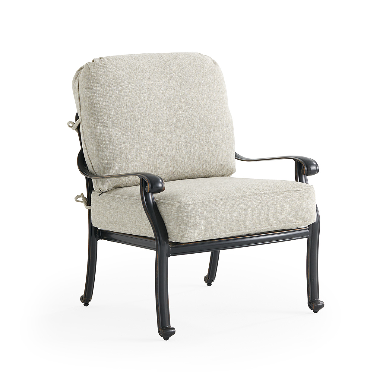 Roma Black Gold Cast Aluminum with Cushions Club Chair (Melange Ash)