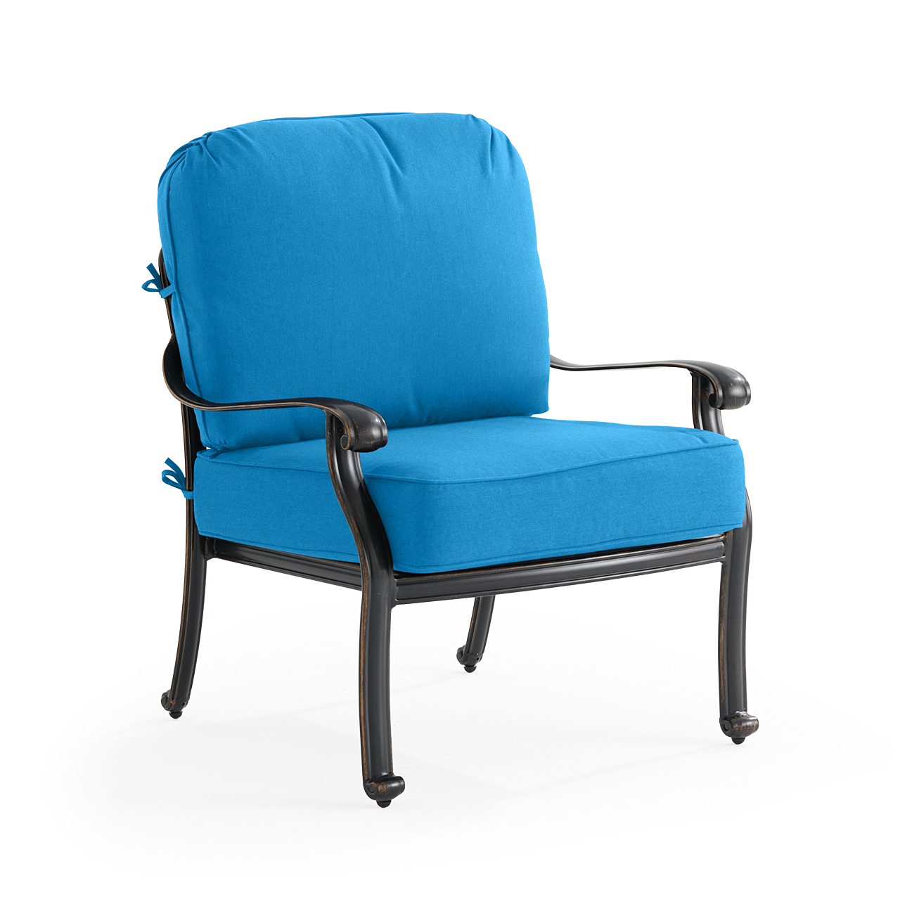 Roma Black Gold Cast Aluminum with Cushions Club Chair (Canvas Regatta)