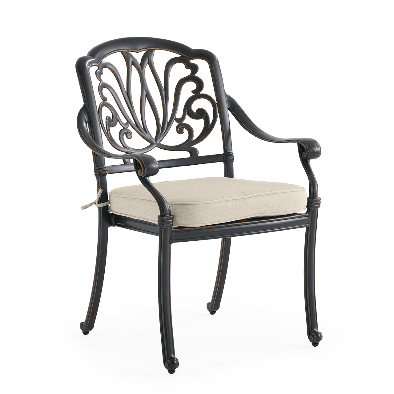 Roma Black Gold Cast Aluminum with Cushion Dining Chair (Melange Ash)