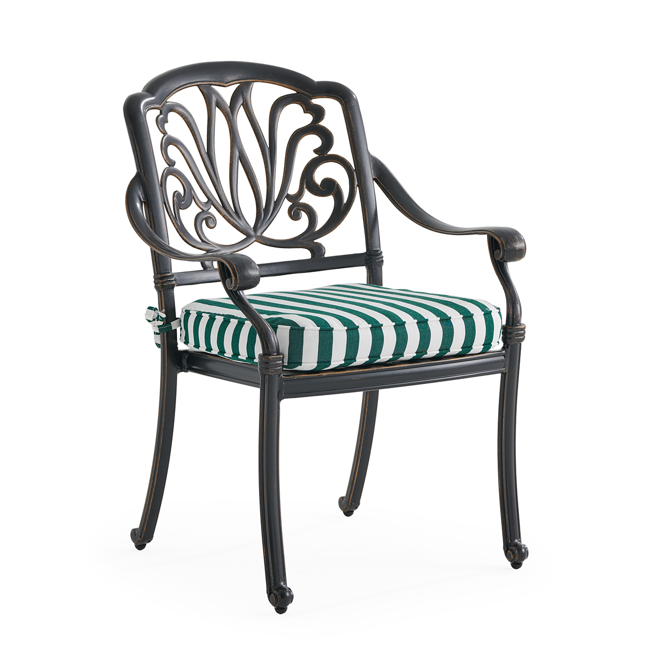 Roma Black Gold Cast Aluminum with Cushion Dining Chair (Mason Forest Green)