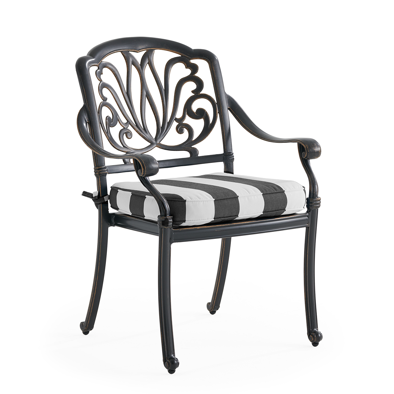 Roma Black Gold Cast Aluminum with Cushion Dining Chair (Cabana Classic)