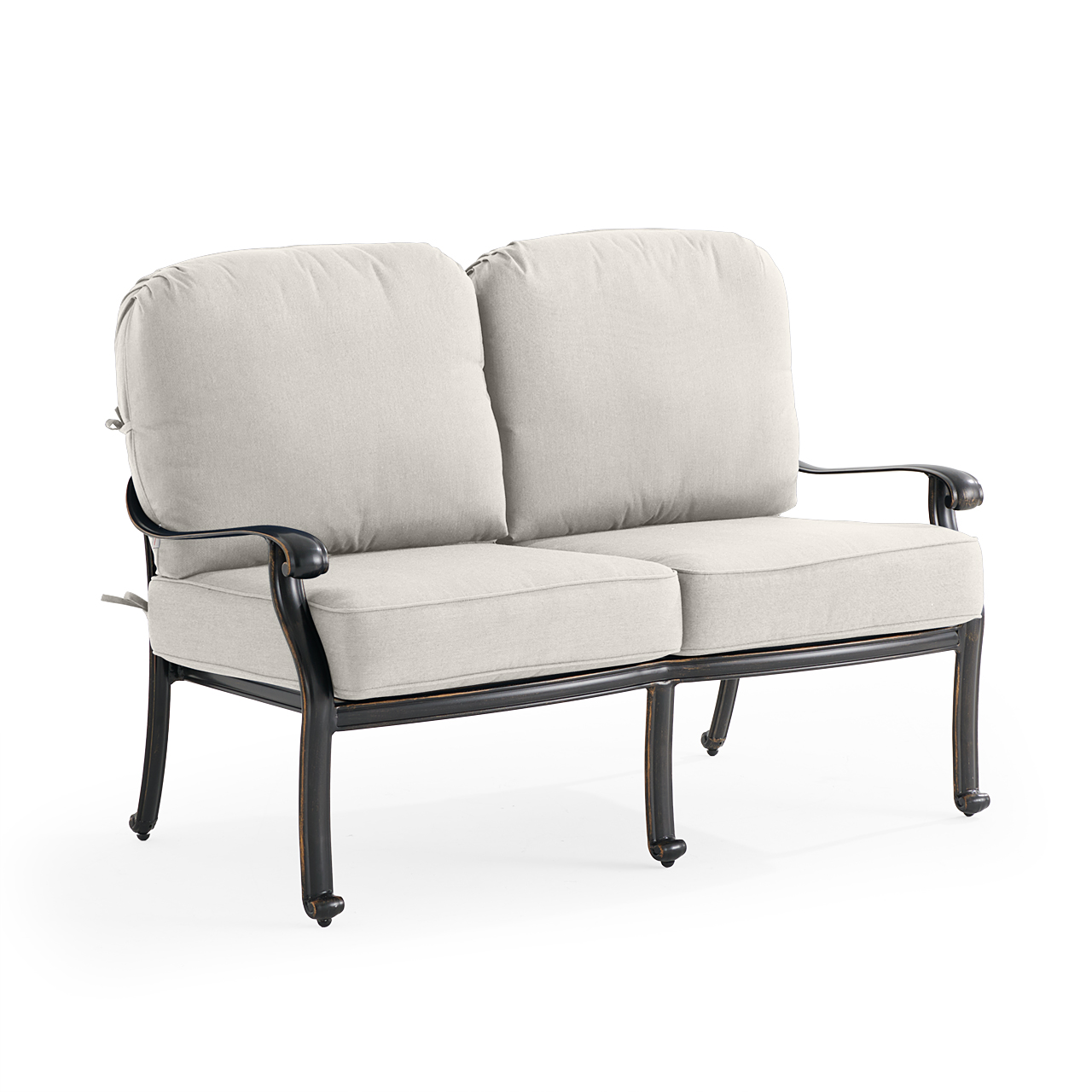 Roma Black Gold Cast Aluminum with Cushions Loveseat (Mist)