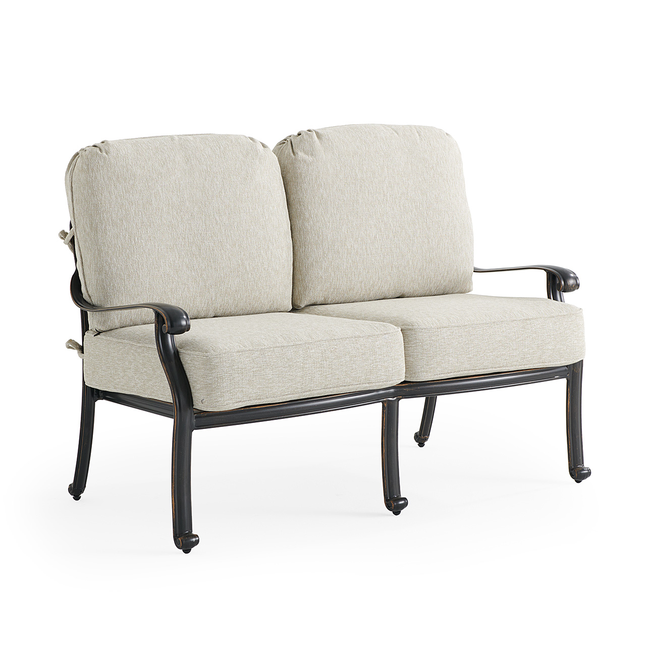 Roma Black Gold Cast Aluminum with Cushions Loveseat (Melange Ash)