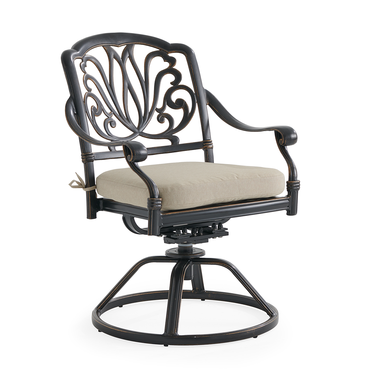 Roma Black Gold Cast Aluminum with Cushion Swivel Rocker (Tempo Beige)