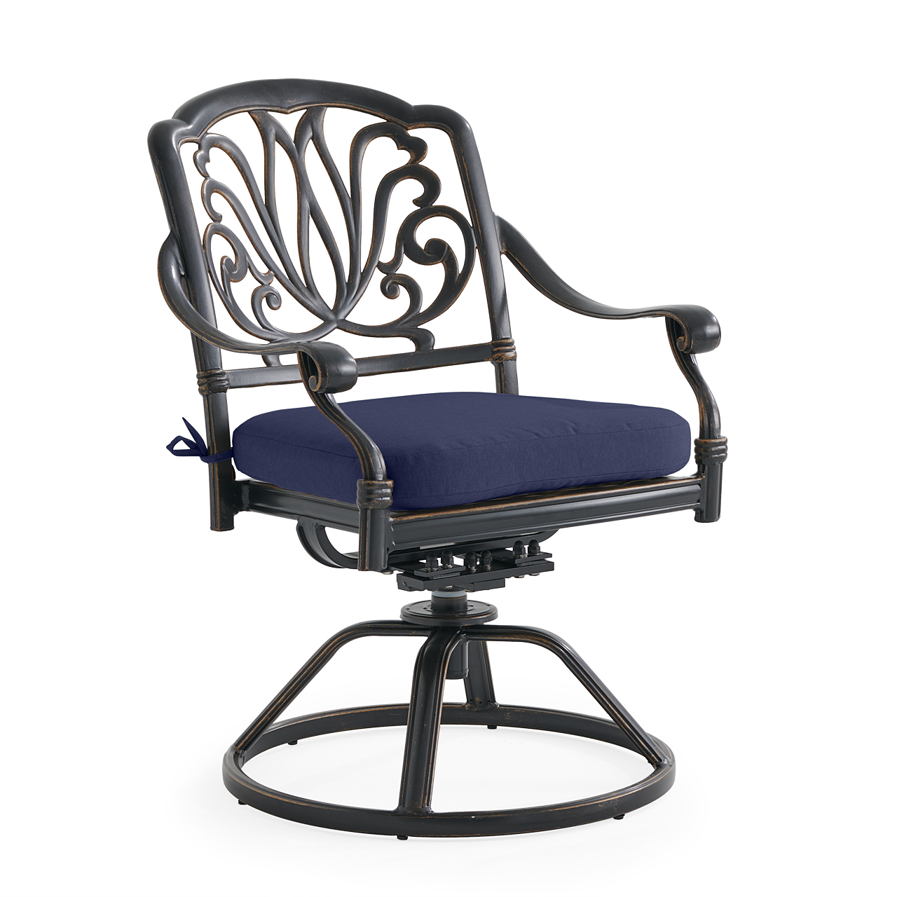 Roma Black Gold Cast Aluminum with Cushion Swivel Rocker (Tempo Navy)
