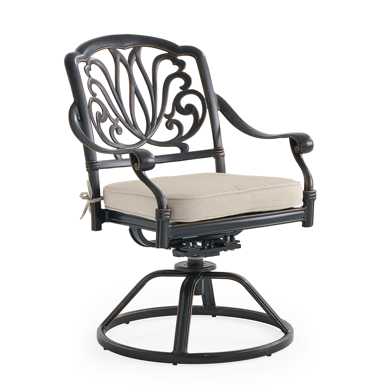 Roma Black Gold Cast Aluminum with Cushion Swivel Rocker (Melange Ash)