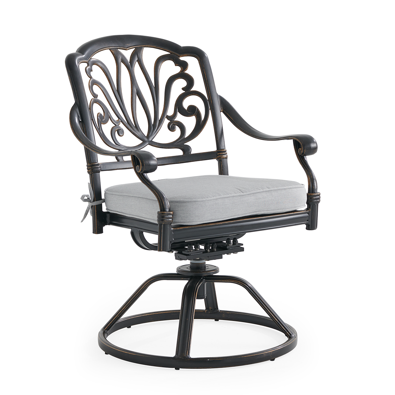 Roma Black Gold Cast Aluminum with Cushion Swivel Rocker (Canvas Granite)
