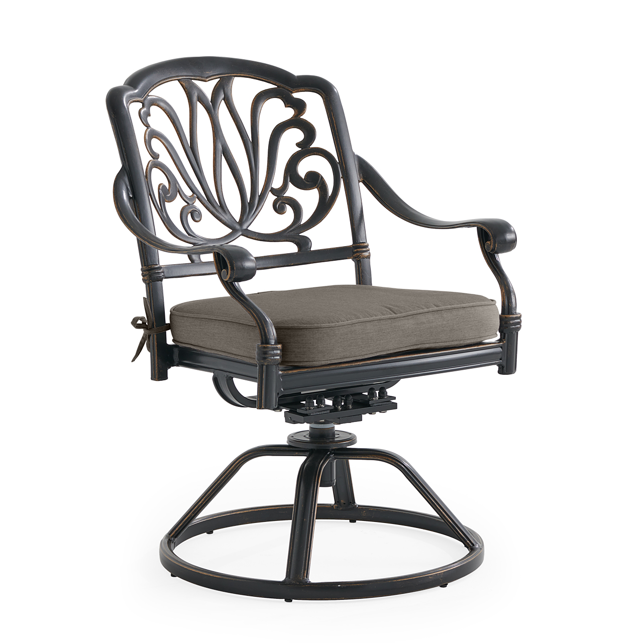 Roma Black Gold Cast Aluminum with Cushion Swivel Rocker (Linen Graphite)