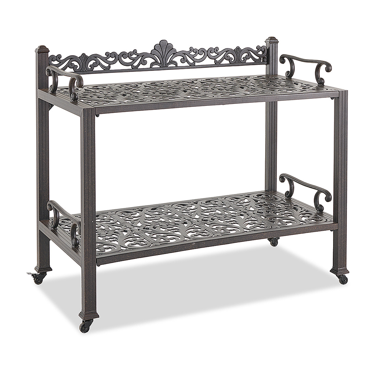 Naples Aged Bronze Cast Aluminum Butler Serving Cart (Black)