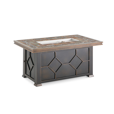 Trellis Saddle Grey Cast Aluminum 48 in. D LP Gas Fire Pit Coffee Table