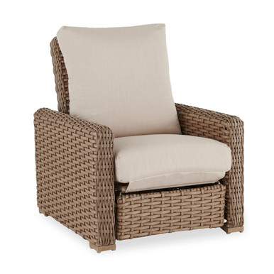 Tozey Chillrest Linen Gray Wicker Patio Recliner Chair with Beige