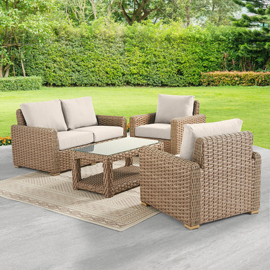 Siesta Aged Teak Outdoor Wicker with Cushions Recliner