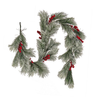 National Tree Company 8 ft. Snowy Pine Berry Plastic Garland - Fortunoff  Backyard Store