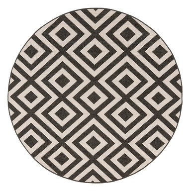Black Diamond Round Rug - Fortunoff Backyard Store