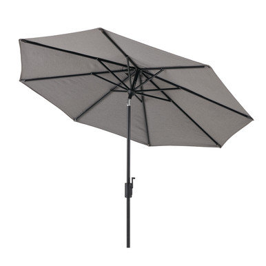 9.83 ft metal cantilever patio umbrella in gray PURPLE LEAF Outdoor 9' x 9' Square All-Weather Grey Entertain guests with an attractive piece of outdoor dcor that also provides quality sun protection with the Outdoor Umbrella and Base by Villacera PURPLE LEAF 9-ft Aluminum Gray