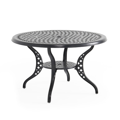 Tivoli Matte Black Cast Aluminum 48 in. D Dining Table - Fortunoff