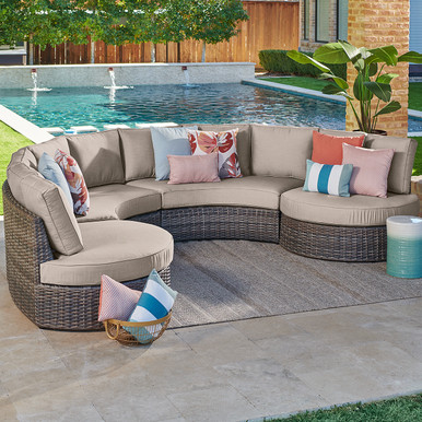 San Lucas Outdoor Wicker with Cushions 4 Piece Cuddle Beds Contour Sectional Group