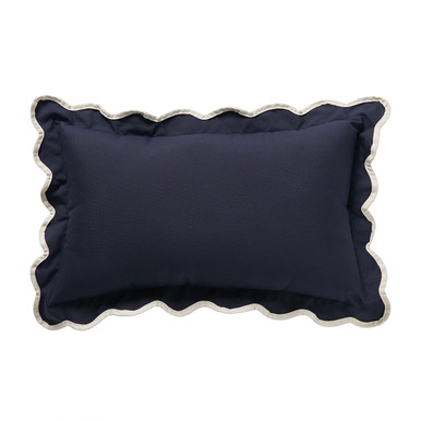 Navy and Natural 12 x 20 in. Lumbar Pillow with Welted Flange