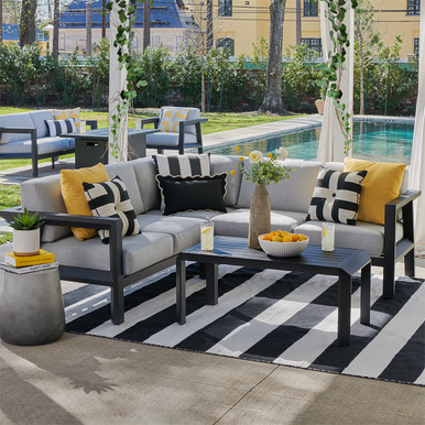 St. Lucia Midnight Aluminum with Cushions 4 Piece Sectional Group