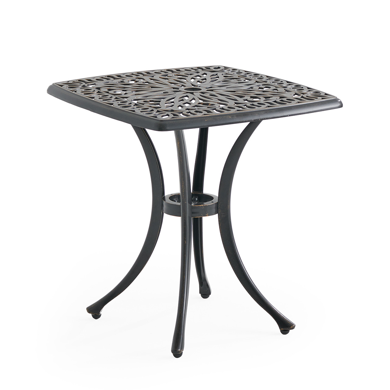 Roma Black Gold Cast Aluminum 21 in. Sq. Side Table (Black)