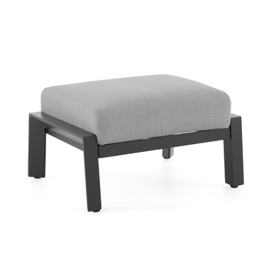 St. Lucia Midnight Aluminum Ottoman with Cushion | Fortunoff