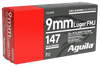 Aguila 9mm Luger 147gr Full Metal Jacket Flat Point Ammunition – 50 Round Box