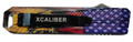 XCaliber Knife Company Don't Tread on Me Small 2.75-Inch Drop Point OTF Knife with US Flag Handle and Nylon Sheath