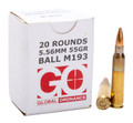 Global Ordnance LLC 556x45 M193 55 Grain FMJ Ammunition, 20 Rounds