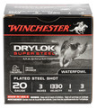Winchester Ammo DryLok Super Steel 20 Gauge High Velocity Shotshells, 3 Inch, 1 Ounce, Size 3