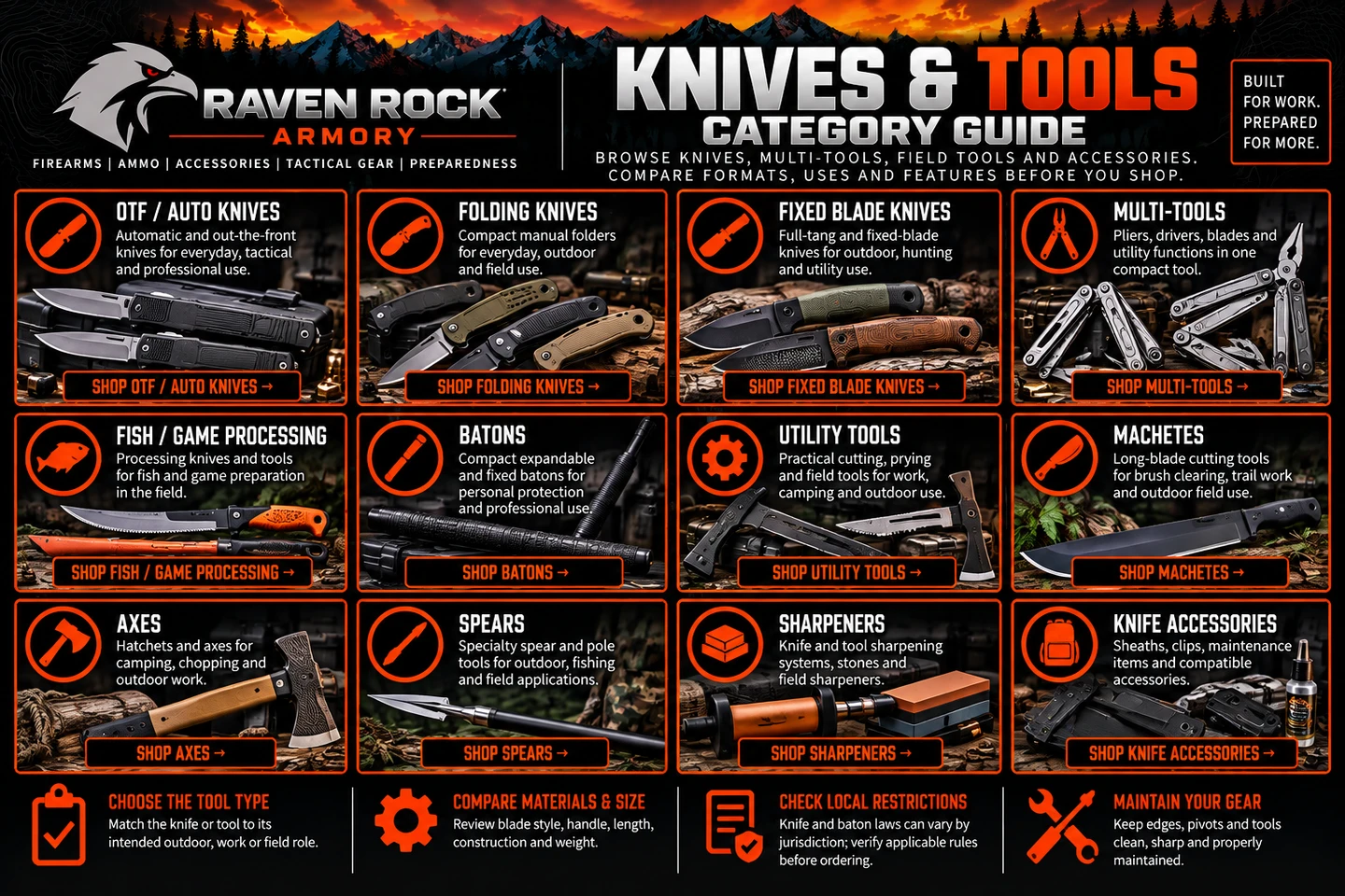Knives & Tools for Sale: Folding Knives, Fixed Blades, Multi-Tools & More | Raven Rock Armory