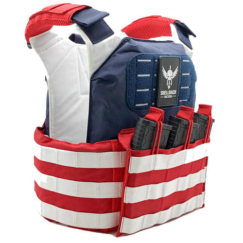 SHELLBACK TACTICAL STARS AND STRIPES LIGHTWEIGHT LEVEL IV ARMOR KIT WITH MODEL 4SICMH CERAMIC PLATES