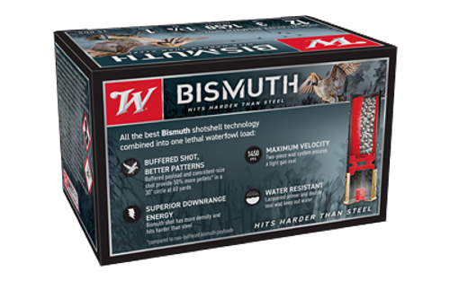 Bismuth, 12 Gauge, 3", #1, 1-3/8oz, Shot Shell, 15 Round per Box X 10 BOXES = 150 Shells Bismuth, 12 Gauge, 3", #1, 1-3/8oz, Shot Shell, 15 Round per Box X 10 BOXES = 150 Shells