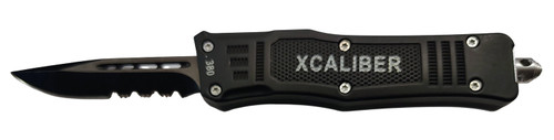 XCaliber Knife Company 380 ACP Small OTF Knife with 2.75-Inch Part Serrated Blade and Nylon Sheath