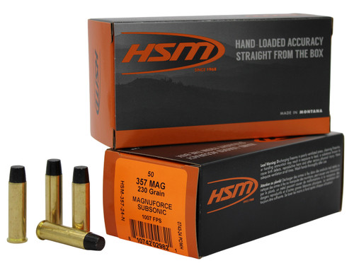 HSM 35724N 357 Mag Hard Cast Long Flat Nose Subsonic Ammo 230 Grains Hi-Tek Coating