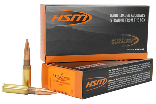 HSM 86BLK1N 8.6 Blackout 300 Grain Hollow Point Boat Tail Ammunition