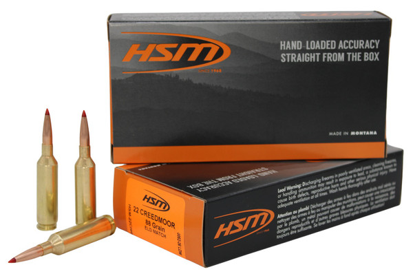 HSM 22 Creedmoor Match Ammunition 88 Grain 20-Round Box