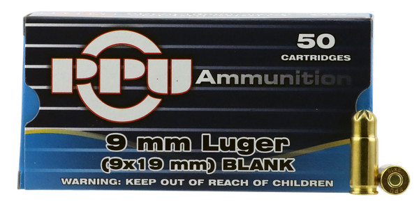 PPU 9mm Luger Blank Cartridges 50-Round Box
