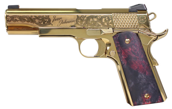 Oaks Wholesale Iver Noble Eagle EX 45 ACP 5 Inch Barrel Exotic Amboina Dark Wood Grips