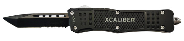 XCaliber Knife Company 40 Cal Large OTF Tanto Knife with Part Serrated Blade