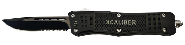 XCaliber Knife Company 380 ACP Large OTF Knife with Serrated Blade and Steel Handle
