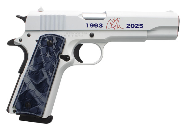 Tisas SDS 1010052FRDM 1911 45 ACP 5-inch 8+1 Capacity with White Cerakote Engraved Finish and Engraved Aluminum Grips
