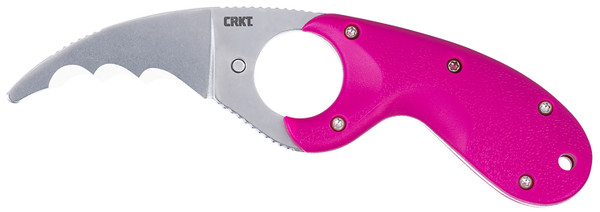 Columbia River CRKT 2511T Bear Claw Hawkbill Knife with Serrated Edge and Pink Textured Handle